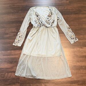 Xhilaration Light Green Embroidered Dress